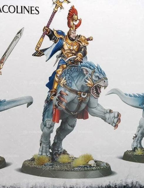 Cropped screenshot from the box art for Evocators on Dracolines, showing the central dracoline which is reared up with front paws out to the sides as if to maul an opponent